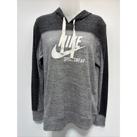 Nike Women's Sportswear Gym Pullover Hoodie Gray/Black/White Medium New - Picture 1 of 9